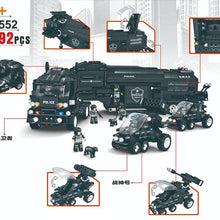 Load image into Gallery viewer, SWAT TEAM Command Truck plus 2 Combat Mobiles Building Block Toy Set w/ 8 Minifigures 1492 PCS
